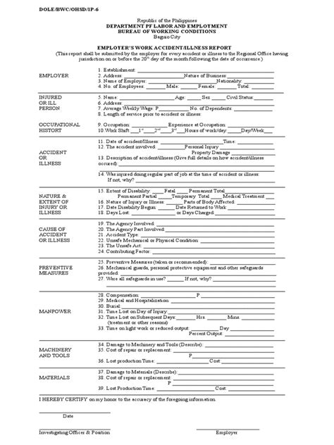 work accident illness report dole.
